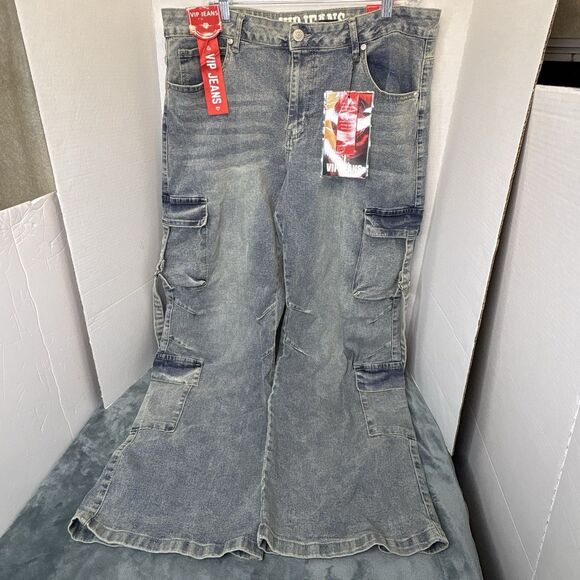 VIP Denim - VIP Jeans Cargo Wide Leg Women’s Size 17/33 Skater Punk Stretch Sculpting